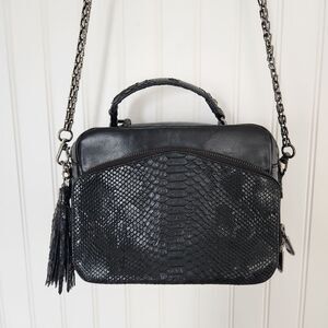 TALLULAH Mini Riley Black Snake Print Crossbody Purse